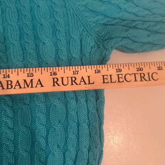 GAP Women's Teal Cable Knit Sweater Stretchy Layer Y2K Sz L - Picture 3 of 9